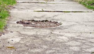 Uneven sidewalk pavement and broken concrete create a slip and fall and tripping hazard. Learn about premises liability lawsuits.