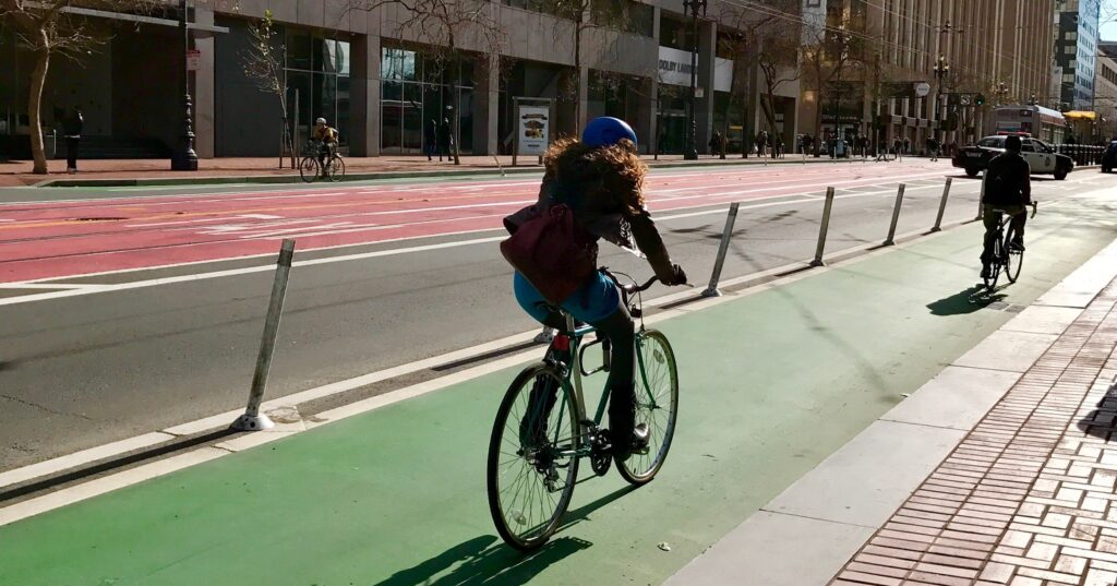 Bicyclists on Market Street in San Francisco